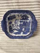 Antique White and Blue Stoneware Staffordshire Dish with Willow Pattern W Adam’s