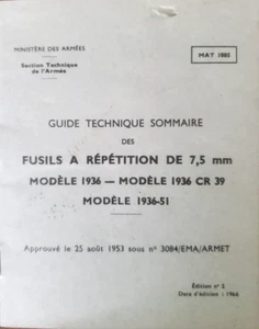 Guide Technique Sommaire des Fusils a Repitition Modele 1936 1936 CR 39 1936 51 - Picture 1 of 1