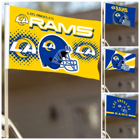 2pcs St. Louis Rams Helmet Car Flags 12*18in 2-Sided Car Window Flag &  Pole Cover