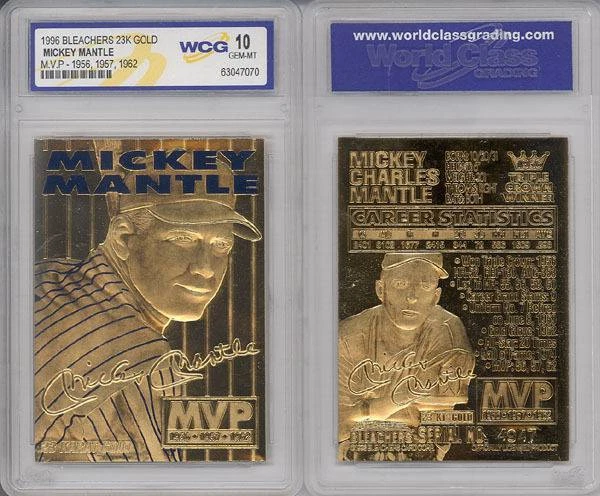 Tarjeta de oro de 23 quilates esculpida Mickey Mantle 1996 * 3 veces MVP * GEMA GRADUADA COMO NUEVA 10 Foto 1 de 1