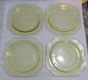 Vintage Federal Madrid Gelb Vertiefung Glas 8 7/8" Mittagessen Teller Menge 4 - Bild 1 von 3