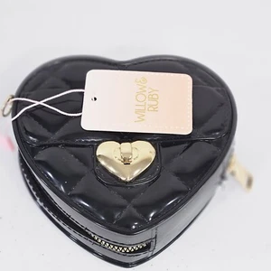 Willow Ruby Black Mini Girl Purse Bag Heart Shape Handbag Cross Body Shoulder Ne - Picture 1 of 16