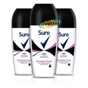 6x Sure Invisible Pure 48Hr Anti-Perspirant Deodorant Roll On 50ml - Picture 1 of 1