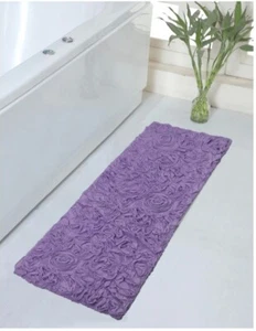 Alfombra de baño antideslizante acolchada de algodón 21"x54" púrpura para tejedores de casa campana flor - Imagen 1 de 5