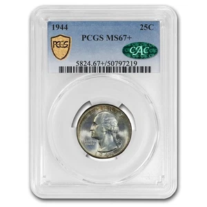 1944 Washington Quarter MS-67+ PCGS CAC - Picture 1 of 3