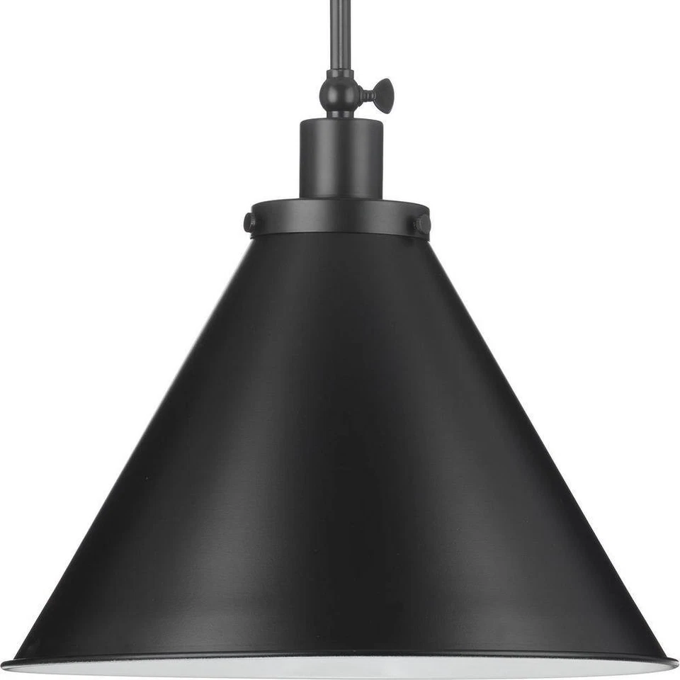 Progress Lighting Hinton Collection 16 in. 1-Light Matte Black Pendant - Image 1 of 4