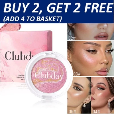 Baked Blush Face Shimmer Highlighter Powder Blush Palette Waterproof Blusher Ḧ - Image 1 of 4