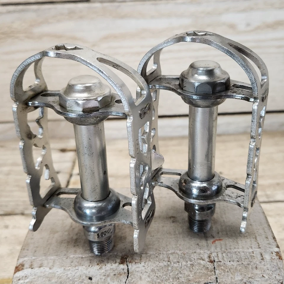 1970-1980s KKT Quill Pedals Kyokuto Top Run Silver 9/16 Dust Caps Road Eroica - Image 1 of 4