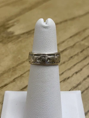 Peter камень винтажный ирландский кладдах кельтский узел серебро кольцо размер 4,75 - Изображение 1 из 3