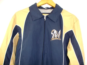 MLB Milwaukee Brewers Full Zip Blue Gold Jacket Genuine Merchandise Mens M - Picture 1 of 8