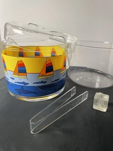 Cubo de hielo náutico Lucite limitado vintage Oneida 1980 con pinzas y cubo interior - Imagen 1 de 11