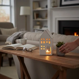 Portacandele Tea Light in Ceramica - Portico Casa Villaggio Ceramica Collezione 21cm - Foto 1 di 5