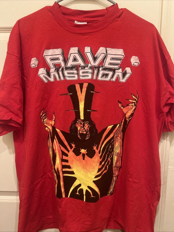 Maglietta Rave Mission anni 90 Techno Acid Trance Goa Gabber Hardcore DJ  - Immagine 1 di 3
