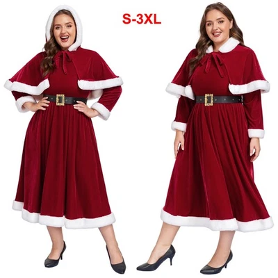 3PCS Mrs Claus Costume Women Christmas Claus Costume Santa Dress Cosplay Outfit - Image 1 of 4