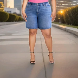 Bermudas vaqueras elásticas Terra & Sky 26W Plus para mujer nuevas con etiquetas - Imagen 1 de 6