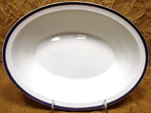 1 Johnson Brothers 10 1/8" x 7,5" ovale Servierschale mit kobaltblau/gold Band/Borte - Bild 1 von 4
