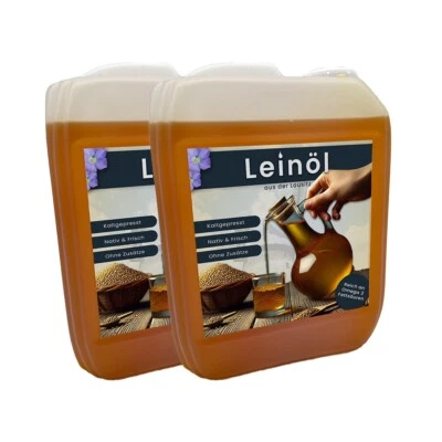 Leinöl kaltgepresst 10 Liter frisch ohne Zusatzstoffe Lausitzer Ölmühle 2 X 5 L. - Bild 1 von 4