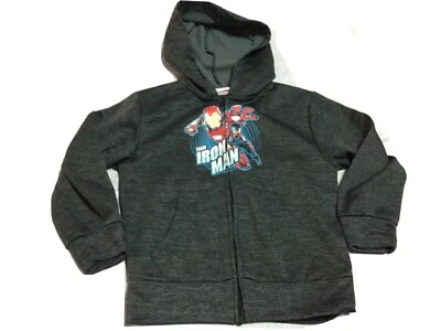 Marvel Iron Man Boys Dark Gray Hoodie Sweatshirt Full Zip size Small - Image 1 of 4