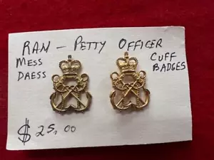 RAN- Petty Officer Mess Dress Cuff Badges (pair) - Picture 1 of 2