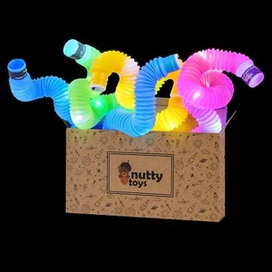 Nutty Toys Light Up Pop Tubes Sensory Toys - Glow Sticks for Kids, Fine Motor... - Picture 1 of 9