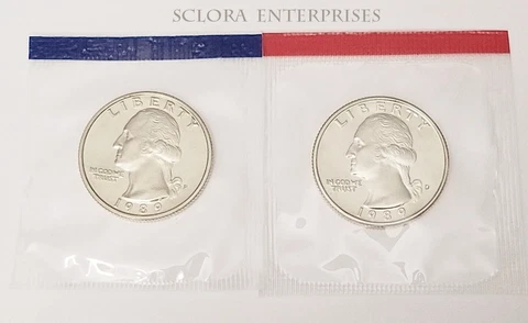 1989 P & D Washington Quarter Coin Set (2 Coins)  *MINT CELLO*  *FREE SHIPPING* Cover