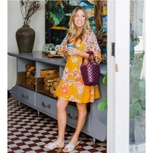 Vestido Campesino ROLLER RABBIT Semara Tamania Boho Mixto Floral Volantes L Amapola $178 - Imagen 1 de 12