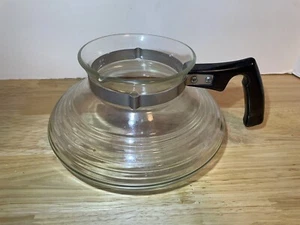 Vintage Filtron Clear Glass Coffee Pot Wide & Squatty Ribbed Bakelite Handle - Picture 1 of 5