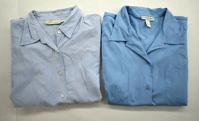 2 Women Dressbarn Button-Up Short Sleeve Regular Fit Embroidery Shirts 18/20W/2X - Изображение 1 из 4