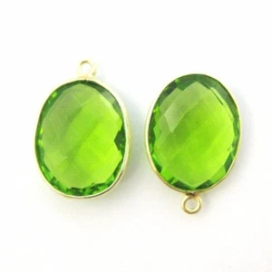 Colgante de piedras preciosas bisel - óvalo facetado de 14x18 mm - cuarzo peridoto (2 piezas) - Imagen 1 de 2