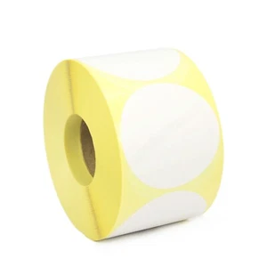 73mm Circular WHITE Semi Gloss Labels, Permanent. 1,000 Zebra Type Printer - Picture 1 of 1