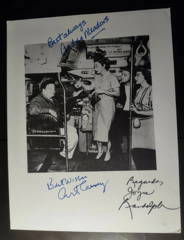 ART CARNEY, AUDREY MEADOWS, J RANDOLPH. SIGNED INSIDE THE BUS PRINT HONEYMOONERS Cover
