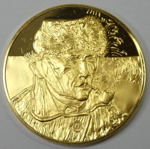 Autorretrato Vincent Van Gogh 1889 oro 24kt sobre plata de ley 50 mm 106,6 g - Imagen 1 de 6