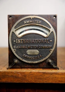 Vintage Industrial Steampunk Gauge Ammeter  railroad boiler steam engine antique - Picture 1 of 11