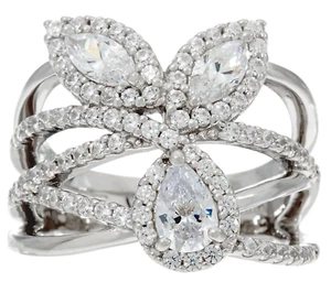 Diamonique, Cubic Zirconia MultiStone Band Ring, Size 5 Sterling Silver - Picture 1 of 5