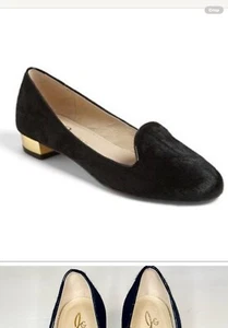 Joan & David Classic Pony Hair Loafers “MITZIE” With Gold Heel Size 8M - Picture 1 of 6