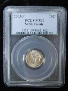 2005-P 10c Roosevelt Dime - PCGS MS69 Satin Finish - Picture 1 of 4