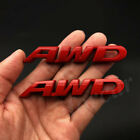 2Pcs Metal Red Awd Car Trunk Rear Side Decals Badge Decal Stickers V6 4X4 4Wd