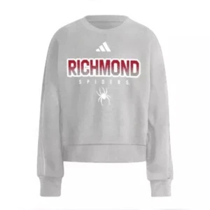 Adidas Women's Richmond Spiders Grey 3 Stripe Crew Fleece Sweatshirt Medium $75 - Picture 1 of 1
