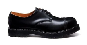 Solovair Made in England 3 Eye Steelcap Shoe Gibson Black S099A-SC3-1370-BK-G - Picture 1 of 3