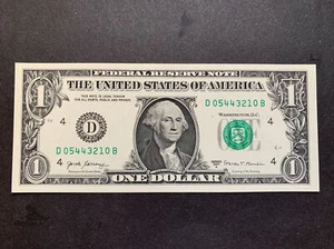 62755 Banknote 2017 A $1 Rare Fancy Ladder 05443210 GEM Unc Cleveland District - Picture 1 of 3