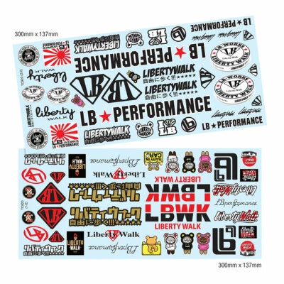 LB, LB*Performance, Liberty Walk Sticker Sheets (2) for 1:10 RC drift car - Image 1 of 3