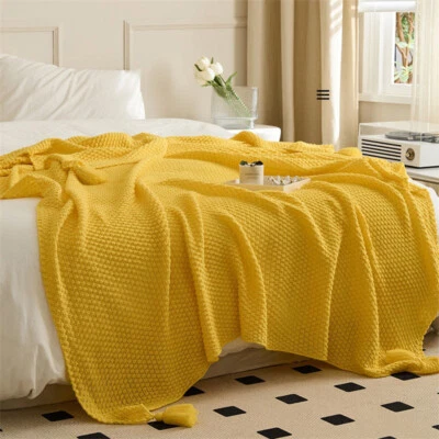 Solid Color Throw Blankets for Sofa Cover Chair Couch Knitted Bedroom Blankets - Image 1 of 4