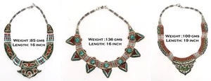 Wholesale lot of 3 Tibetan Jewelry Necklace Turquoise Coral bead mala, N24 - Picture 1 of 5