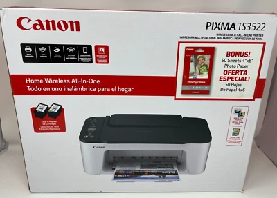 Canon PIXMA TS3522 Wireless All-in-One AIO Printer 50 Photo Paper - GP-701 & INK - Image 1 of 4