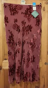 Marks & Spencer Silk Viscose Lush Devore Velvet Skirt Mulberry UK14 Maxi 35” NWT - Picture 1 of 1