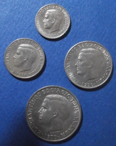 Greece, 50 Lepta & 1,2,5 Drachmai 1970, COMPLETE YEAR SET, KING CONSTANTINE II ! - Picture 1 of 2