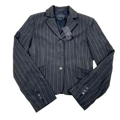 BBCBGMaxazria Blazer Womens XS Brown Pinstripe Single-Breasted Notched Lapel NEW - Image 1 of 4