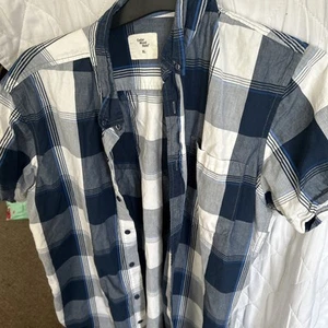 Men’s Short sleeved Shirt Blue And White Check Size XL From Primark Used - Imagen 1 de 9