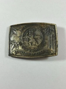 Saint Christopher Be Our Protector Souvenir of Florida Belt Buckle Vintage 1960s - Picture 1 of 2