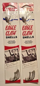 18 Snelled Eagle Claw 139 Bait Holder BaitHolder Fishing Hooks Size 2 - Picture 1 of 2